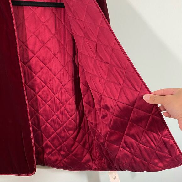 Vintage Bloomingdale's Women's Burgundy Velvet Open Front Jacket Size S NWT - Picture 8 of 9